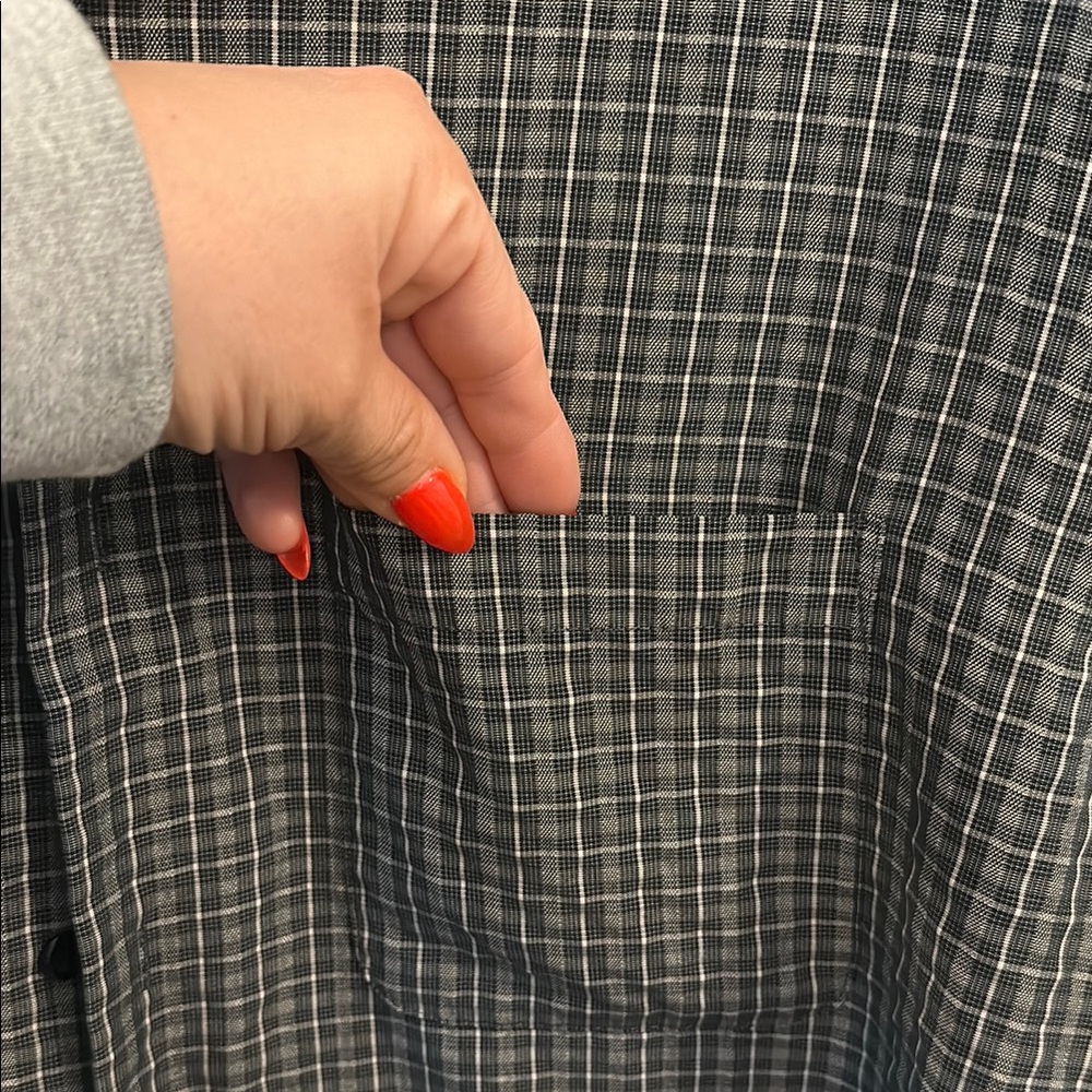Men's Gray Checkered Shirt - Picture 3 of 6